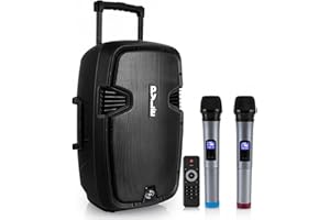 Pyle Cassa Bluetooth Karaoke 1000 Watt, Altoparlante Wireless Bluetooth, Batteria Ricaricabile, Ruote, USB MP3 RCA, 2 Microfoni UHF, Telecomando, Nero