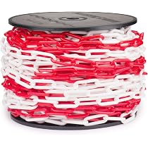 Produktbild von RANJIMA Absperrkette 25 M – Robuste Kunststoffkette Rot-weiß, 6 Mm, Für Parkplätze & Baustellen