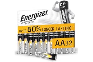 Energizer Alkaline Power - AA Batteries (32 Pack) - Double A Battery 1.5V - Up To 50% Longer Lasting - For Everyday Devices - 100% Recyclable Packaging - 7 Year Shelf-Life [Amazon Exclusive]