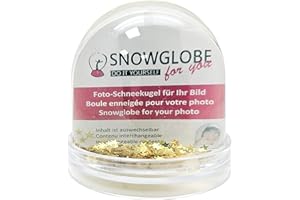 SNOWGLOBE FOR YOU - DO IT YOURSELF Snowglobe for You 50012 Photo Snow Globe Large with Picture Base Transparent Gold Stars 9 cm