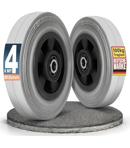 Ruote Cuscinetti Sfera Set 2 Ruote Da Incasso Abrollwerk - Portata 800 Kg, Cerchione Alluminio, Doppio Cuscinetto A Sfera Abrollwerk Ruote Carico