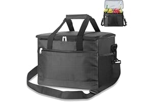 Beautyshow Torba chłodząca, 30 l, duża torba piknikowa, torba na lunch, składana, zabezpieczona przed wyciekiem i wodoszczelna, torba termiczna do transportu żywności, czarna