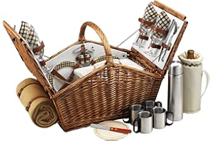 PICNIC AT ASCOT Picknick at Ascot Huntsman London Korb für 4 Personen mit Kaffeeset und Decke One Size Weide mit London Plaid Teller/Servietten