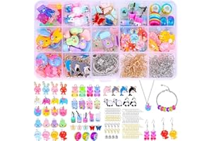 ‎JODIMITTY Jodimitty 214 Stück Charms Delphin Bär Einhorn Anhänger Set für Ohrringe Halsketten Armband Schlüsselanhänger, Elefant Pandas Dinosaurier Hase Bubble Tea Perlen Schmuck Selber Machen(18 Farben)
