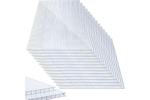 Herrselsam 14x Polycarbonate alvéolaire 60.5 x 121cm Double paroi 10,25 m² | 4mm Polycarbonate Plaque de Serre résistant aux UV pour Serre, Jardin