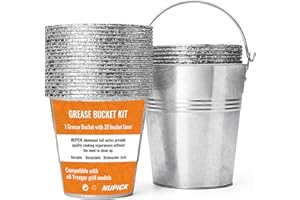 NUPICK 20-Pack Grease Bucket Liner & 1-Pack Grease Bucket HDW152 for Traeger, Grease Bucket for Traeger Pro Series 575/780, 22/34 Series, Ironwood 650/885 Grills, Silver
