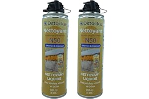 DSTOCK60 - LOT DE 2 NETTOYANTS MOUSSE EXPANSIVE POLYURETHANE - NETTOYANT POUR PISTOLETS, AEROSOLS ET SURFACES - DETACHANT, DEGRAISSANT - 500 ML
