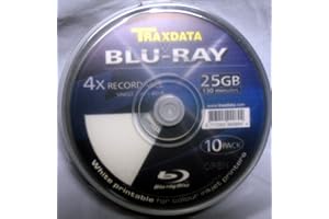 ODYSSEY SUPPLIES 20 x Traxdata Blu-Ray 25Gb 4x BD-R Blank Discs - White Inkjet Printable (2 x 10 Packs)