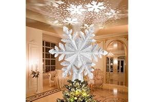 Avoalre Estrella Árbol Navidad con Proyector LED de Copo de Nieve Giratorio Luces Decoración para Hogar Oficina Bar Hotel - Plata