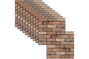 Honatrv 10 Pezzi Mattoncini Adesivi per Pareti Parati PVC Mattoncini 3D Adesiva Pannelli da Parete 3D Effetto Mattone per Bagno e Cucina Parete Adesivi Wallpaper