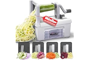 MUELLER AUSTRIA Mueller Pro Multi-Blade Spiralizer Vegetable Slicer Zester Chopper Dicer, ProQuality, Only Model to Make Round Veggie Pasta, Not Flat Julienne Noodles