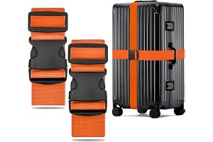 WISYOK 2 stycken Resväskbä bagageband, 130-250cm, Orange | bagagebältar, säkert och robust, bagagerem för resor och flygre