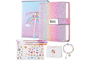 JIALILI Tagebuch mit Schloss für Mädchen, Passwort gesperrte Journale für Teen-Mädchen, geheime Tagebuch-Geschenke für 9 10 11 12-jährige Mädchen