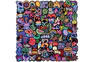 PRETTY SUNSHINE PRETTYSUNSHINE Aufkleber Stickers Set 200 Stück, Wasserfest Vinyl Stickers Graffiti Style Decals für Laptop Koffer Helm Motorrad Skateboard Auto Fahrrad Computer Vintage Neon Sticker