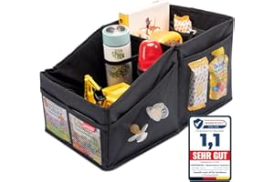 HerzensKind Auto Organizer - die praktische Faltbox für den Rücksitz oder Kofferraum. Rücksitz Organizer zum Verstauen von Windeln Spielzeug etc. neben dem Kindersitz