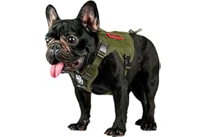 OneTigris Uprząż dla psa, FIRE Watcher, uprząż taktyczna MOLLE, kamizelka dla psa z 1 uchwytami i 2 pierścieniami typu "No-Pull D", nylon 1000D (XXS, zielona)