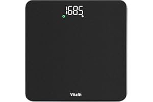 Vitafit Digitala Badrumsvågar Noggrannhet 0.05kg, Kroppsvåg med 182kg | Professionell Fabrik Sedan 2001 Personvåg Digital med Step-on & Härdat Glas Inklusive Batterier, Stor LED, Spray Silver