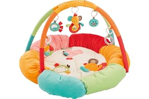 Fehn 3-D-Activity-Nest Safari / Besonders weicher Spielbogen mit 5 abnehmbaren Spielzeugen für Babys Spiel & Spaß von Geburt an / Maße: Ø85cm