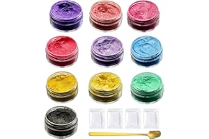 Canollo 10 Mica Pulver 10g, Farbpigmente für Gießpulver, Perlglanz Epoxidharz Farbe metallischer Pulver für Seifenfarbe, Kerze, Schmuckherstellung, Kosmetischer, Nagellack, Badebomben, Malerei