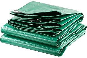 TERRE JARDIN - Bâche de Protection Extérieur Ultra Lourde 5 x 8 m, Imperméable et Résistante en Polyéthylène 240 g/m², Anti UV - Pour Bois de Chauffage, Chantier avec Œillets Aluminium