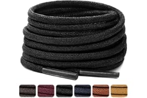 Stepace 2 Pairs Waxed Round Shoe Laces 3mm Oxford Shoelaces for Boots and Dress Shoes Men