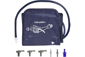 JINSIHU Bracciale Misuratore Pressione, 22-32 cm Fascia Misuratore di Pressione da Braccio Sanguigna Bracciale Ricambio Macchina Pressione Arteriosa Sfigmomanometro Braccio Polsino con 6 Connettore S/M Blu