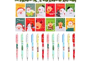 HUAHUANGHUI 12 Pezzi Penna Gel Inchiostro di Natale + 12 Pezzi Mini Quaderni di Natale Portatili per Bambini, Natale Penna a Sfera, Penne a Sfera di Natale Set per Scuola di Cancelleria per Famiglie Regalo