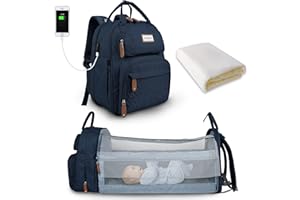 SNDMOR Pañaleras Para Bebés, 30L Mochila Carro Bebe Multifuncional, Plegable Mochila Pañalera con Cambiador y Correa Para Cochecito, Ideal Para Uso Diario y Viajes (Azul Oscuro)