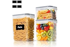 ComSaf Zestaw 3 pojemniki do przechowywania 0.8L/1.4L/2L, hermetyczne pojemniki kuchenne na sól, cukier, kawę, mąkę; szczelne pojemniki na żywność