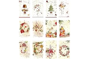 ARKRAFT set da 24 pezzi biglietto natalizio italiano auguri natale 12 biglietti + 12 buste porta biglietti (C)