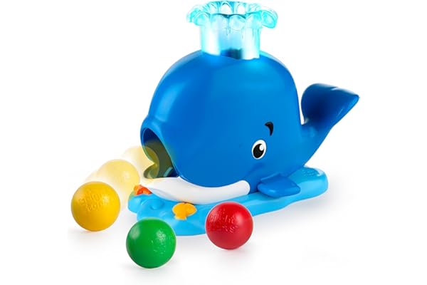 Bright Starts Silly Spout Whale Ball Popper Jouet d'activité Musicale avec lumière et Sons, 3 balles, développement précoce, Enfants de 6 à 12 Mois.