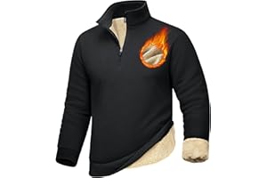 MAGCOMSEN Men's Quarter Zip Sweatshirt Sherpa Fleece Lined Pullover Winter Warm Thick Cotton Jumpers Casual Thermal Top
