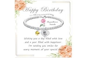 Halora Birthflower Bracelet for Women, 925 Sterling Silver Crystal Birthstone Bracelet Friendship Jewellery Birthday Gifts for Mum Daughter Sister