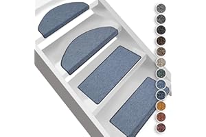 Floordirekt London - Tappetini per gradini, di Forma semicircolare o Rettangolare, Resistenti e Facili da Pulire, per Interni (Colore: Blu Chiaro, di Forma semicircolare, 23,5 x 65 cm)
