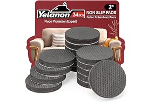 Yelanon Non Slip Furniture Pads - 24pcs 50mm Furniture Grippers, Non Skid Self Adhesive Rubber Feet Furniture Feet,Anti Slide Furniture Hardwood Floors Protectors for Keep Couch Stoppers