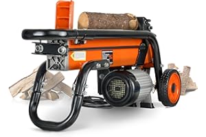 SuperHandy Holzspalter elektrisch, Brennholzspalter, Tragbar, 6T Ram System, 230V, 2200W Motor, horizontaler Fernstrahler mit Stahlkeil zum Spalten von Brennholz in der Forstwirtschaft
