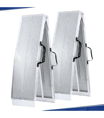 VOUNOT Loading Ramps, 2 Steel Ramps Heavy Duty For Van, Lawnmower