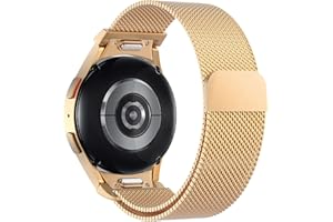 Astorgos One Click Magnetic Straps Compatible with Samsung Galaxy Watch 7 FE 6 5 4 40mm 44mm/6 Classic 43mm 47mm/5 Pro 45mm/4 Classic 42mm 46mm, No Gap Mesh Metal Stainless Steel Band, Rose Gold