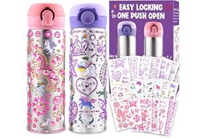 XOURSPATY Geschenke für Mädchen DIY Trinkflasche, Trinkflasche Selbst Gestalten mit Edelstein & Einhorn Aufklebern, Geburtstag Weihnachten Geschenk Mädchen 4 5 6 7 8 9 10 11 Jahre, Wasserflaschen Bastelset