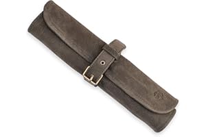 Angus Stoke Harvey - Portacoltelli in vera pelle per cuochi – Coltello da cuoco – Borsa chiudibile – Borsa per coltelli da cucina (verde oliva)