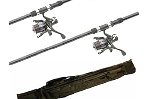 ASL LINEAEFFE SHAKESPEARE Shakespeare Fishing Set/Kit 2 x 12ft Carp Fishing Rods 2 & Twin Handle Freespool/Bait Runner Reel Carp Holdall