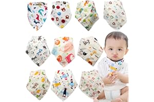 BSITSSS 10 sztuk chustek trójkątnych dla niemowląt, śliniaczek dla niemowląt, miękka i chłonna chusta na szyję dla niemowląt, śliniaczek dla niemowląt, z 2 regulowanymi zatrzaskami, trójkątna chusta