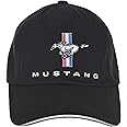 Checkered Flag Men's Ford Mustang Cap Tri-Bar Pony Logo Adjustable Black Hat