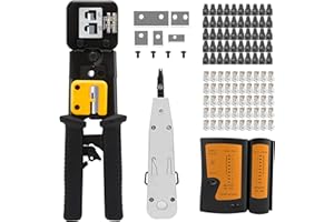 MAYLINE-TECH MAYLINE RJ45 RJ11 Cat5e Cat 6 Pince à Sertir Kit d'outils de réparation réseau, outil de sertissage, testeur de câble, de d'outils de Réparation d'Ordinateur Approprié au Bricolage,au Ménage (Gris)