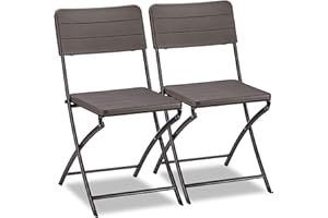 Relaxdays Chaise de Jardin Jeu de 2, Effet Bois, résistant et Stable, en Plastique, pour Balcon Structure métallique