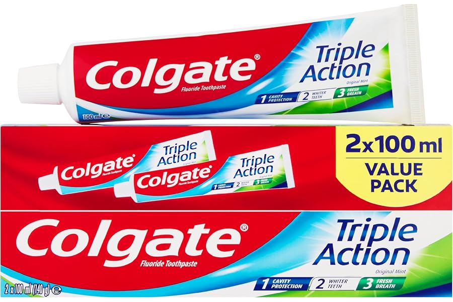 Colgate Triple Action Toothpaste, Value Pack (2x100ml)