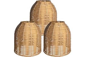 OSASY Abat-jour en rotin vintage, lot de 3, pour lampe de table, salle de séjour, chambre, salle à manger, cuisine, salle de bain, extérieur