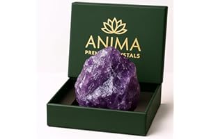 ‎ANIMA Anima Amethyst Kristall – Groß 4–5 cm Tiefvioletter Naturbelassener Roher Amethyst stein für Frieden, Clarity, Sleep & Intuition - Ethisch Gewonnen, Präsentiert in Eleganter Geschenkbox