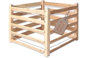 Gartenwelt Riegelsberger Compostiera moderna singola, ca. 80 x 100 cm, altezza 80 cm, in legno di larice, compostiera in legno massello