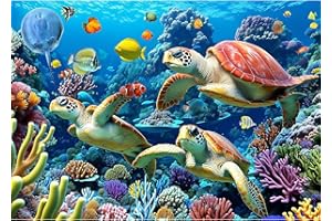 MEIYUDA DIY Diamond Painting Kit Tartaruga Marina, 5D Pittura Diamante Painting Kit, Diamond Painting Ricamo a Punto Croce Artigianale Per La Decorazione Della Parete Di Casa 40x30cm